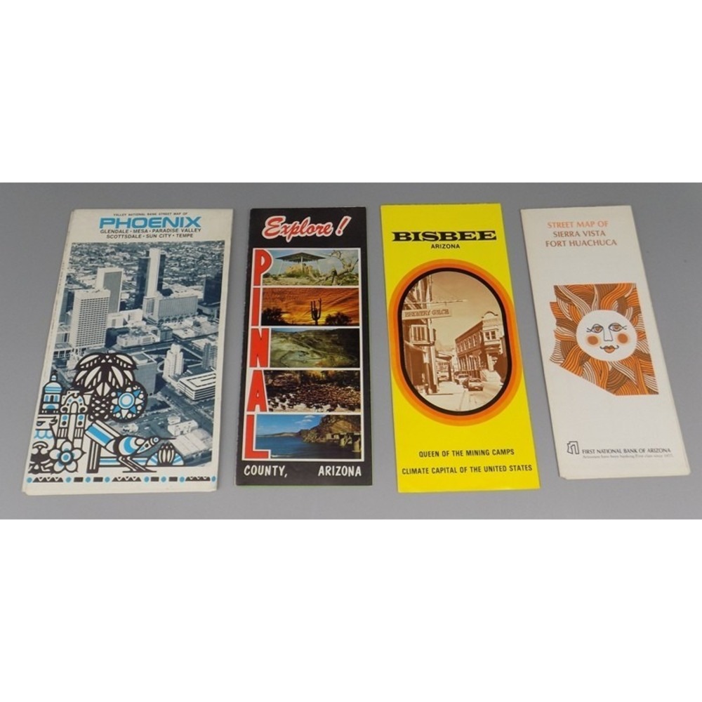 1970's Arizona Maps Brochures Phoenix Huachuca Sierra Vista Pinal County Bisbee